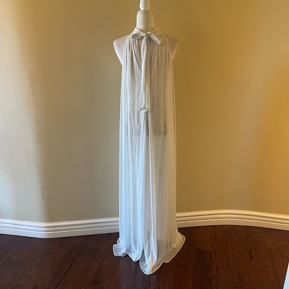 MSK High-Neck Sparkle-Mesh Wide-Leg Jumpsuit-Ivory/Gold - Picture 5 of 9